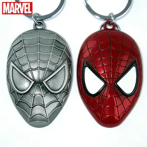 1PC Marvel Officially Licensed Spider Man Face Masks Pewter KeyringAlloy Keychain Bag Clip Accessories Bag Charm Key rings for Car Keys Cartoon Gifts