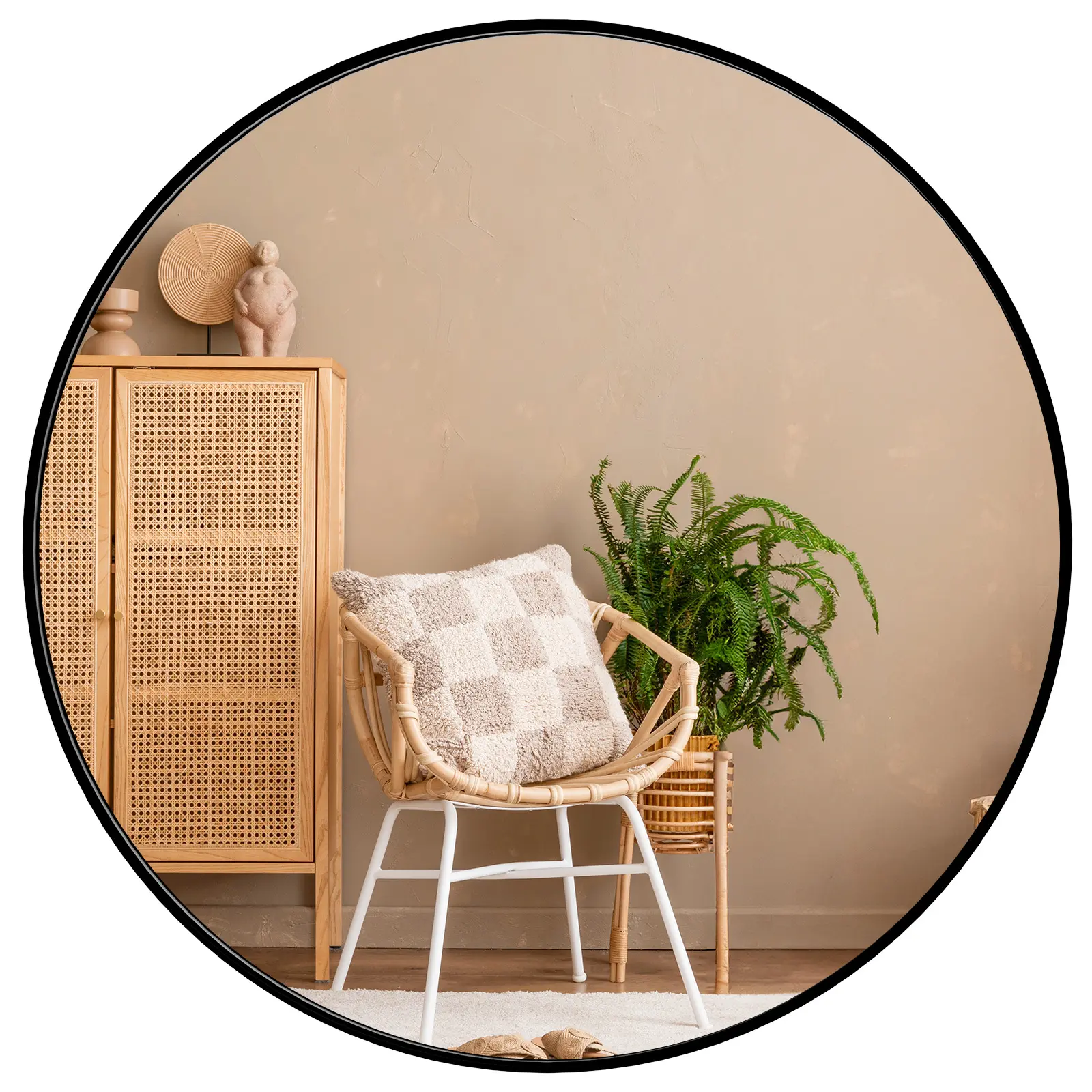 Sweetcrispy Shatterproof Wall Mount Mirror - Modern Round Waterproof Aluminium Alloy Frame, Safety Explosion-Proof Design, Easy Installation, Alloy Frame Wall-Mounted Mirrors for Living Room Bathroom Room Decor