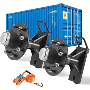 VEVOR Shipping Container Wheels 6-Lug Wheels Kit, Heavy Duty Shipping Container Axle with Ratchet Tie Down-Moves 20 ft - 40 ft, Secure Transport for Dock, Warehouse, Construction Site, BlackVEVOR Super Brand Day