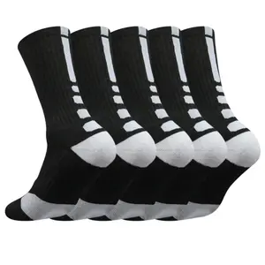[Popular Choice] 5 Pairs Men's Basketball Shock Absorbing Sports Fashion Comfortable Round Neck Socks