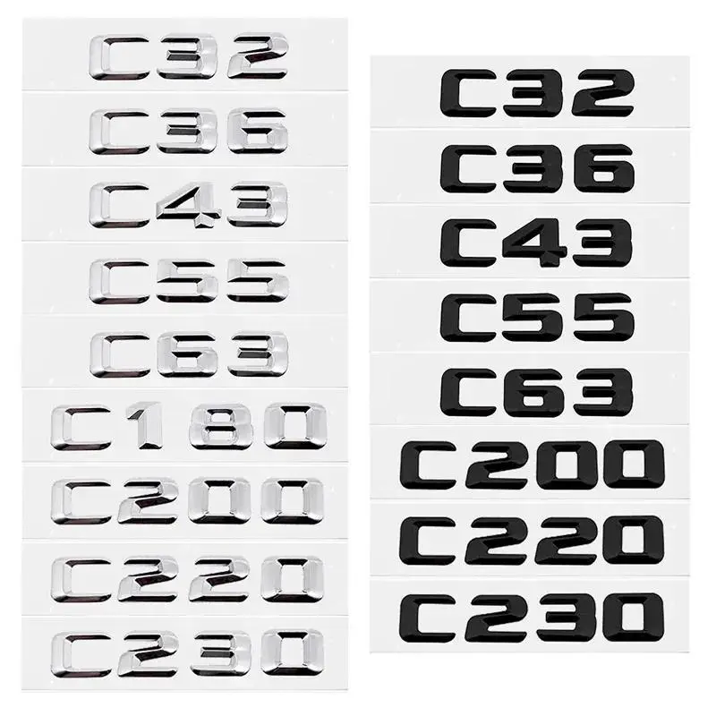 3D Car Tail Letter Stickers Badge for Mercedes Benz C Class C32 C36 C43 C55 C63 C180 C200 C220 C230 Auto Rear Trunk Emblem