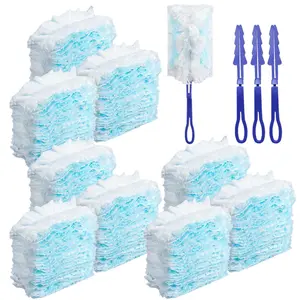 Disposable PE Material Electrostatic Duster Refill Set - 93 Refills, 3 Handles, Effortless Dust Removal for Electronics, Furniture