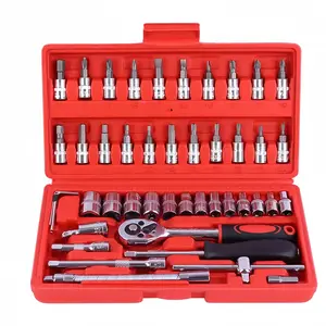 46-Piece 1/4 Drive Socket Wrench Set, Multifunctional Hex Bit Socket Universal Socket Set with Storage Box, Suitable for Car Repair and Home Maintenance, Socket Combination Tool, Socket Kit