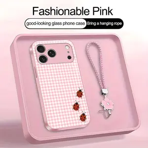 Cute Ladybug Phone Case – Polka Dot & Gingham Aesthetic Bug Art Cover for iPhone 17 Pro | Kawaii Red Ladybird Pattern Case, Soft Girly Cottagecore Gift for Her—975