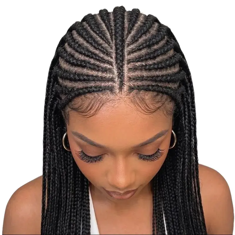 DOSAY Female 32" Synthetic Cornrow Braided Full Lace Front Middle Part Wig - Artificial Hair with Braids Hairstyles, Natural Look for Daily Use