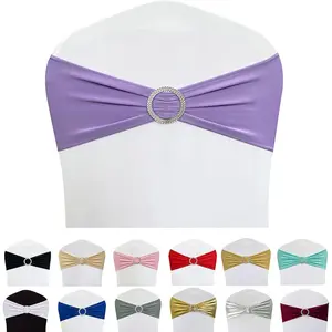 Stretch Chair Sashes 30/50PCS Elastic Chair Bands with Buckle Slider Wedding Party Banquet Decoration Pink and purple range