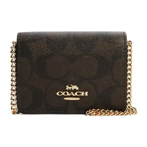 COACH Chain 10 Mini Crossbody Bag with Snap Closure and Signature Canvas
