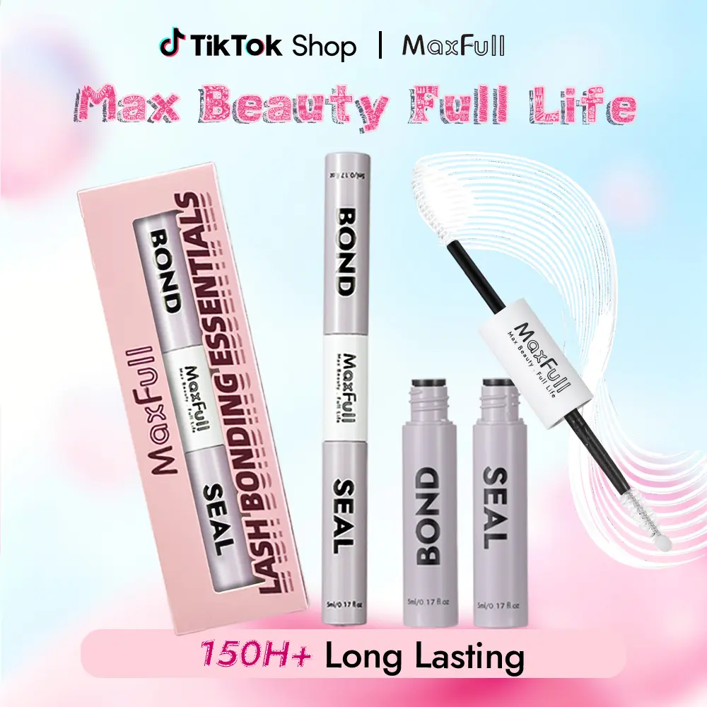 MAXFULL 2-in-1 Lash Bond and Seal Adhesive Glue, Strong Hold & Waterproof Mascara for DIY Lash Extensions and Clusters, 10-Day Wear, Latex-Free for Sensitive Eyes, Eyelashes Extensions, Cosmetic, False Eyelashes & Adhesives, Diy Eyelash Clusters