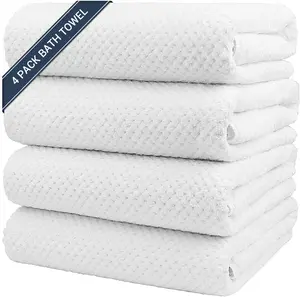 Bath Towel Set Pack of 4, 30 x 60 Inches Large Microfiber Bath Towels, Soft, Absorbent, and Quick Dry Towels for Bathroom, Pool, Beach, Swim, and Yoga, Large Bathroom Towels, White