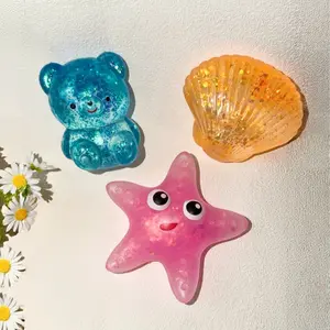 Cute Glitter Squishy Pack - Cat Face Bear Starfish Capybara Candy Shell Turtle Hand Stress Relief Fidget Toys, Handmade Slow Rise Squeeze Toys for Kids & Adults Holiday gifts