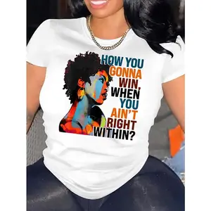 [100% Cotton] A Crew Neck, Relaxed Fit T-Shirt For The Spring And Summer Season Featuring An African American Graffiti Portrait Print And Made From Polyester Knit Fabric. T-Shirt For Men And Women