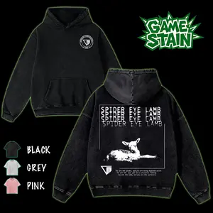 Outlast Trials SPIDER EYE LAMB Washed T-Shirt, Hoodies Video Games, Horror Vintage Shirt, Game Fan, Streetwear Tops Black Fabric Menswear Cotton Seamless