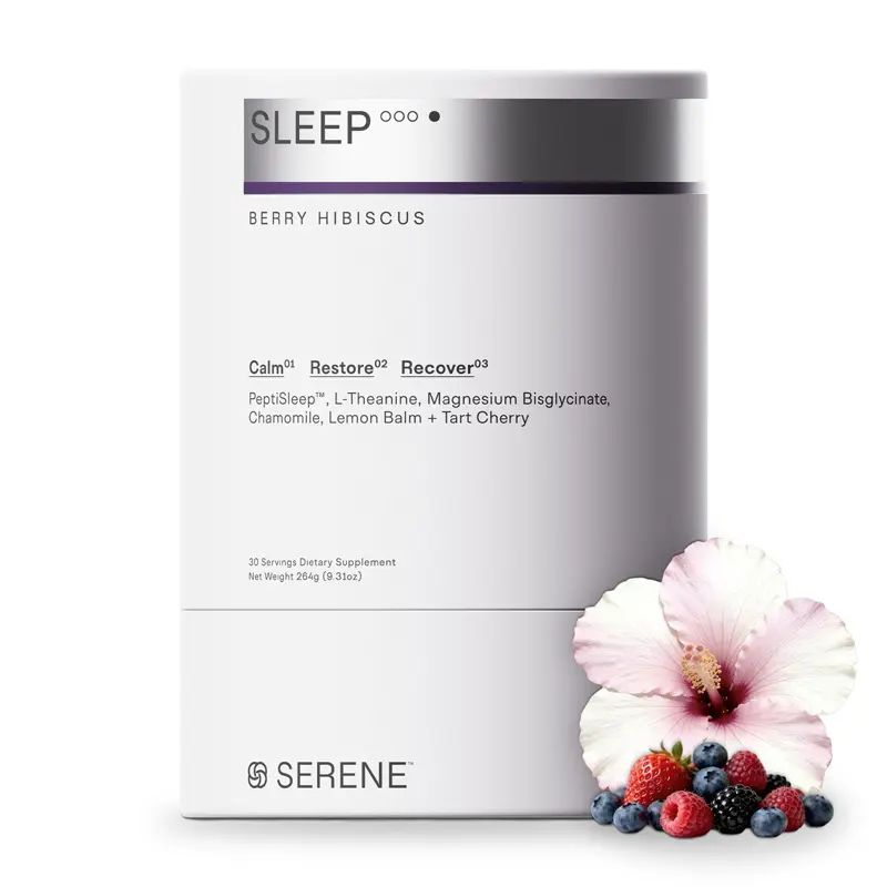 Serene Sleep – Premium Sleep Support + Recovery Supplement – PeptiSleep, L-Glycine, L-Theanine, Tart Cherry, Chamomile, Lemon Balm & Magnesium - Honey Lavender (30 Servings)