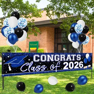 Blue Congrats Class of 2026 Graduation Yard Sign Banner, Indoor & Outdoor Graduation Party Decor, Perfect for College & High School Parties