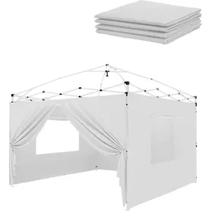 4 Piece Canopy Sidewalls for 10x10 Pop Up Canopy - Waterproof & 99% UV Protection Canopy Side Walls Instant Canopy Tent SunWalls (Tent NOT Included), White