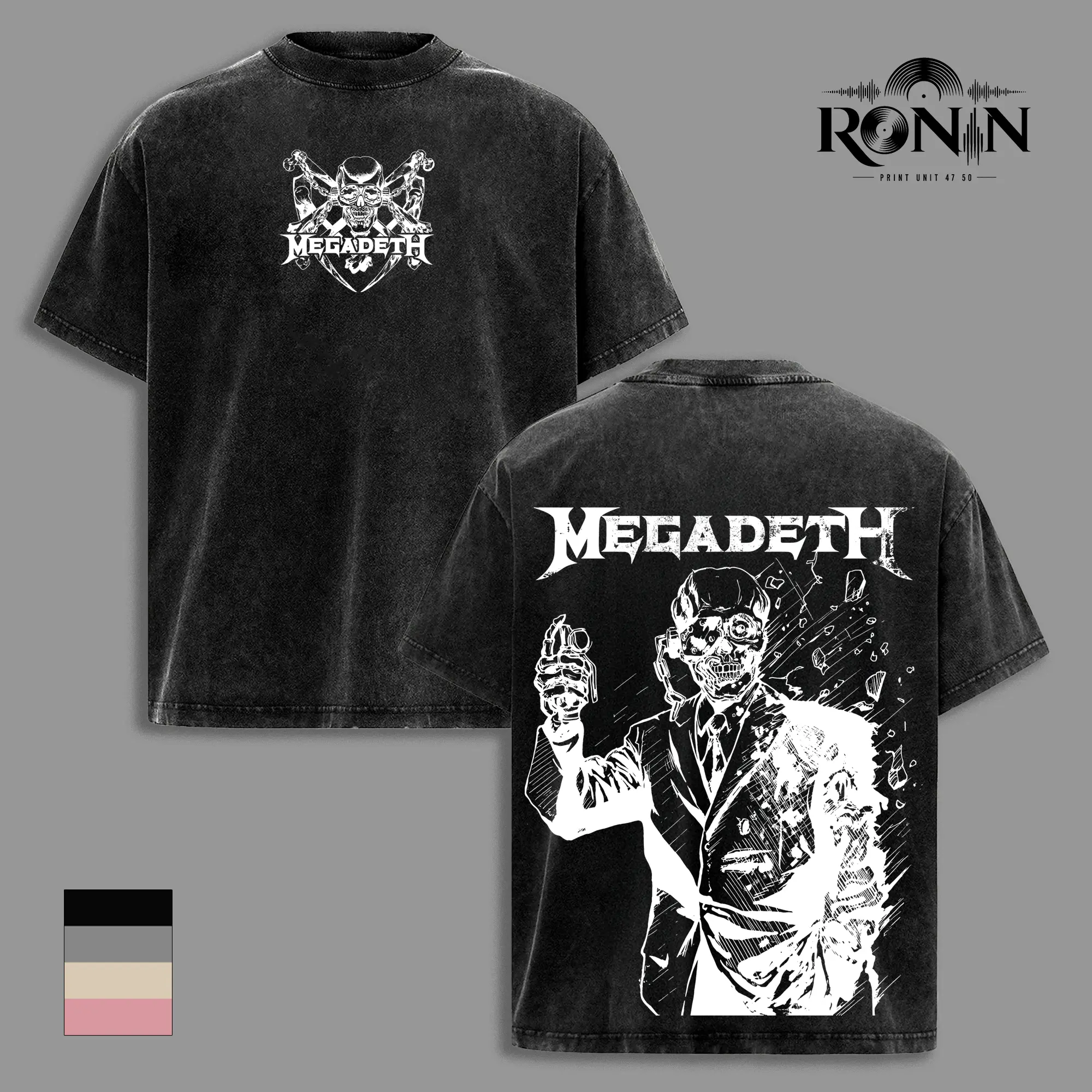 Megadeth Band Tee Washed – Vintage Acid Wash Heavy Cotton Oversize Unisex Thrash Metal Heavy Metal Rock T-Shirt,  Retro Y2K Dark Metal Streetwear Graphic Top, US Tour Concert Merch for Fans