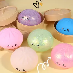 MEIEST Cute Steamed Bun Stress Balls, Slow Rising Squeeze Fidget Sensory Toys with Steamer, Colorful Stretchy Dumpling Stress Relief Hand Toys for Anxiety Relief, Party Favors, Kids Birthday Gift, Desk Decor, ADHD Autism Special Needs