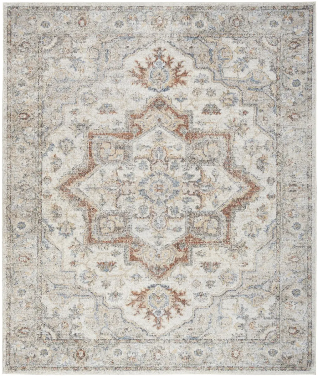 212 MAIN Traditional Oriental Area Rug in Gray, 9 x 12 ft Power Loom Polyester with a Low-Pile, Non-Shedding & Machine Washable, Neutral Tone, Room Decor, Home, House Decor, Indoor Floor, Home Rooms