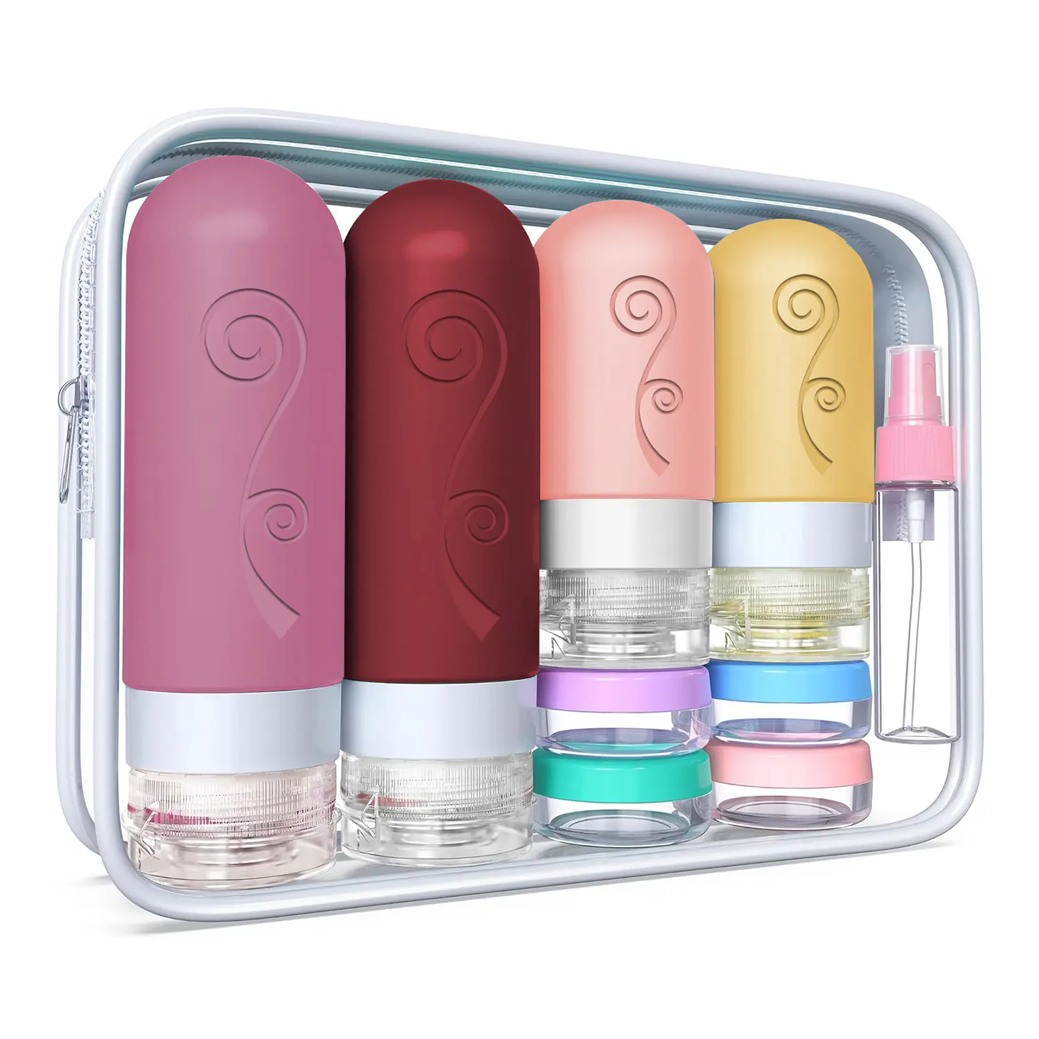 VODVOB 16-pack travel toiletry bottles, 2.03~3 oz, TSA certified leak-proof squeeze bottles, refillable for shampoo, conditioner, lotion, and other liquids, suitable for travel, business trips, gym use, etc.