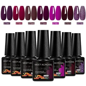 MEET ACROSS 7pcs Red Brown Nail Gel Polish Kit, Multicolored & Vibrant Colors for Autumn Winter Nail Art Gel Manicure Set, Perfect Gift for Nail Manicure Lovers, Nail Care Products
