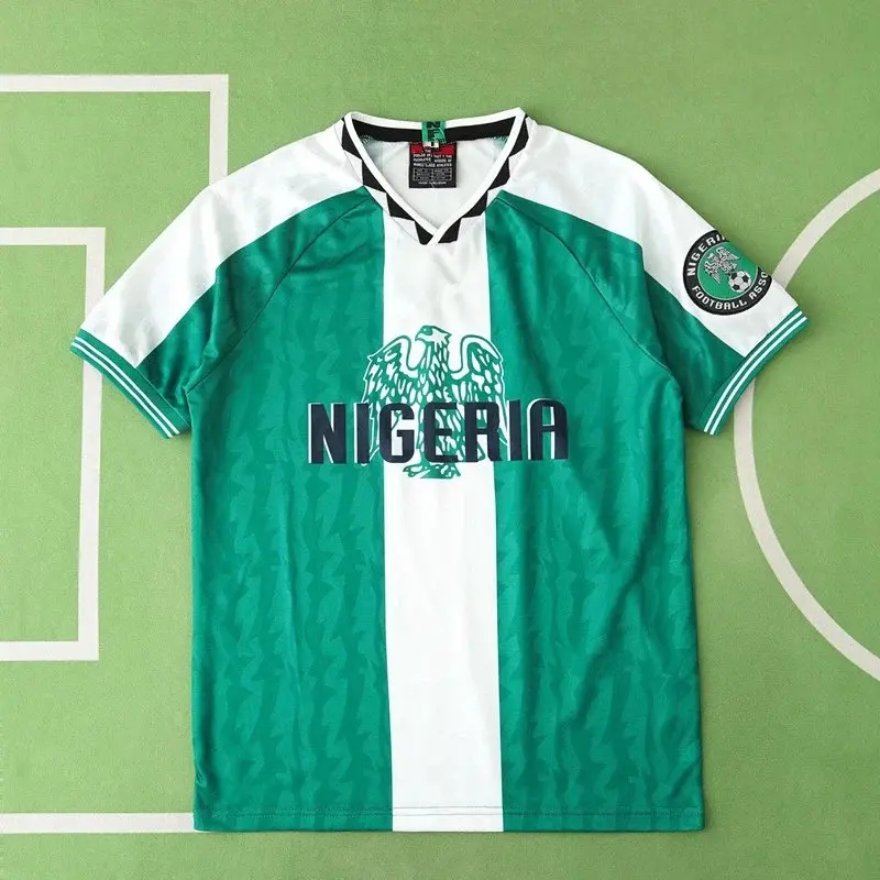 Nigeria Super Eagles Retro Soccer Jersey, Green White Vintage Football Shirt, Lightweight Short Sleeve National Team Fan Sportswear