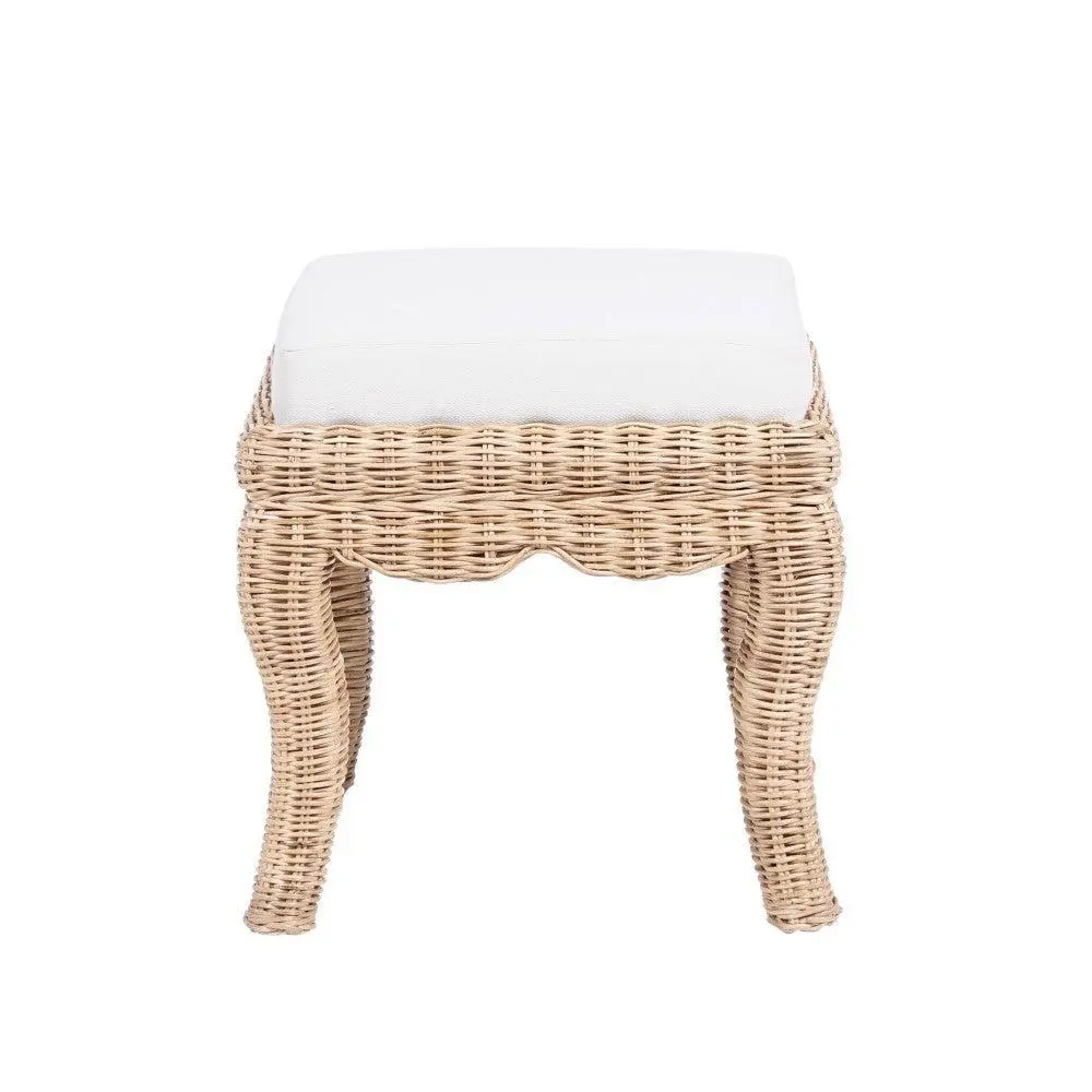 Rowan 19.7" Bohemian Designer Woven Rattan/Wood Vanity Stool