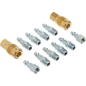 12 Pack 1/4" NPT M-Style Coupler and Plug Set,Stable Connector Joint Hydraulic Joint for Water Pipe Connection,Christmas Party Gifts,Hand Tools Kits