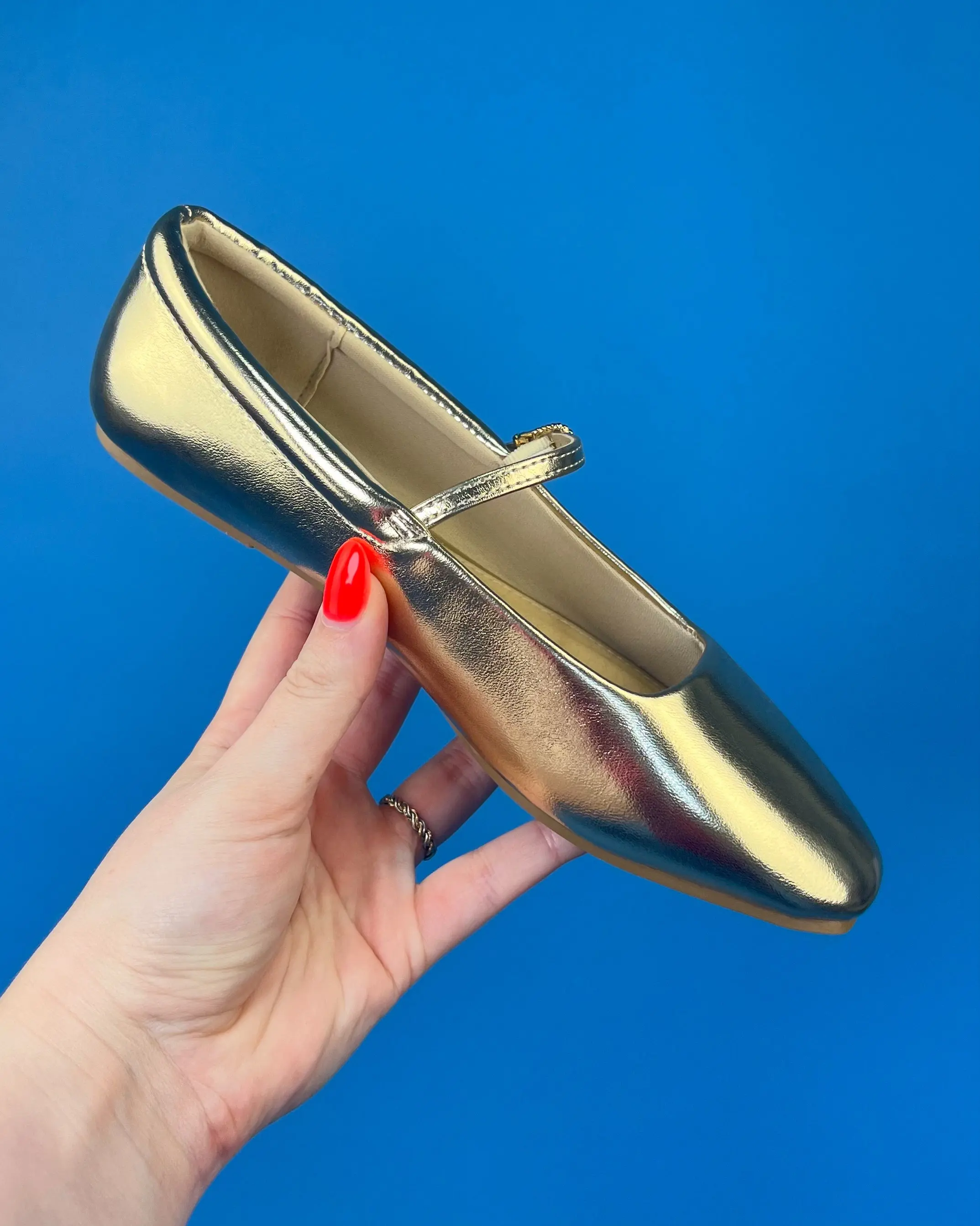 The Sophia Metallic Gold Ballet Flats