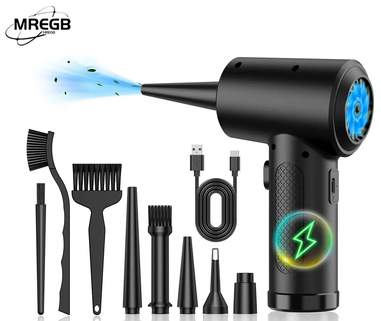 MREGB Mini Cordless Vacuum Cleaner, Portable Car Vacuum Handheld, USB Rechargeable Small Vacuum for Desk Keyboard Laptop, Powerful Cyclone Suction Duster with Cleaning Brush, Home Office Car Accessories