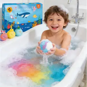 12 Pack Surprise Sea Toy Bath Bombs for Kids, Sensory Gentle Fizzy Bubble Spa Bath Set, Natural Organic Gift for Girls Boys