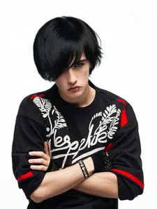 Synthetic Wig, Straight Cosplay Wig with Bangs, Goth Pop Punk Style for Halloween Party, Perfect for Costume Events and Themed Parties, Pixie Cut Wig