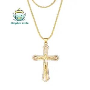 Jesus Christ Crucifix Cross Pendant Necklace Diamond Jesus Necklace