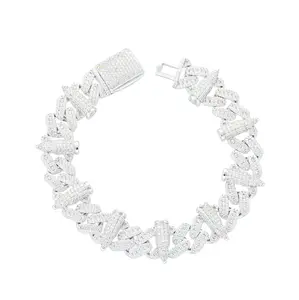 Bullet Cuban Chain Copper Moissanite UCCIYO Laboratory Builds Moissanite Bracelet for Men's and Women's Hip Hop Rock High Jewelry [# CMB117]