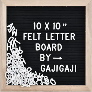 10x10 Inch Black Felt Letter Board, Changeable Message Board with Wooden Frame Wall Mount, Comes with 294 Letters Numbers and Symbols