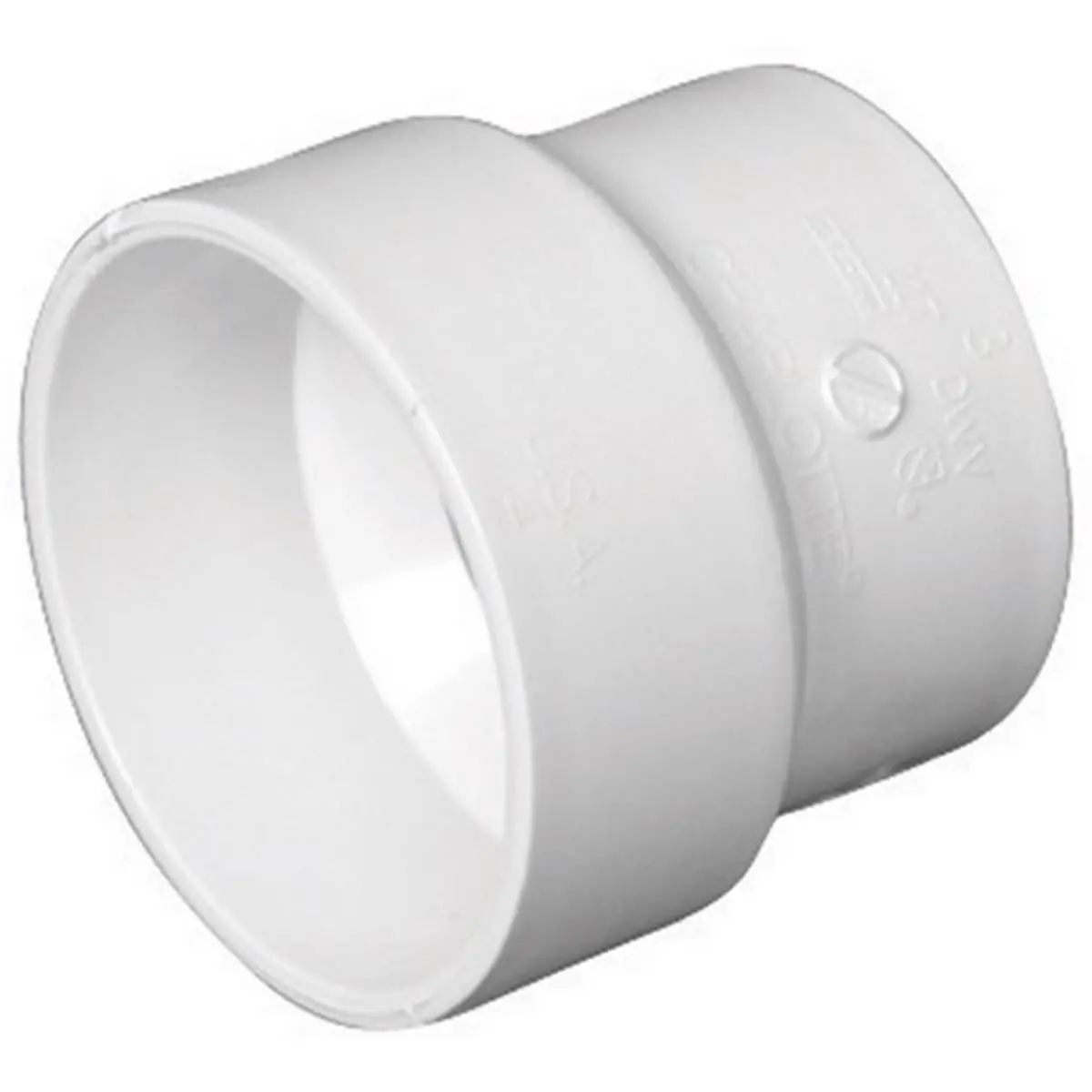 212 MAIN PVC Reducer Coupling, 4 in. to 3 in. with H-Type Ends, Underground Rated for Sewer Pipe, White, 1 Coupling