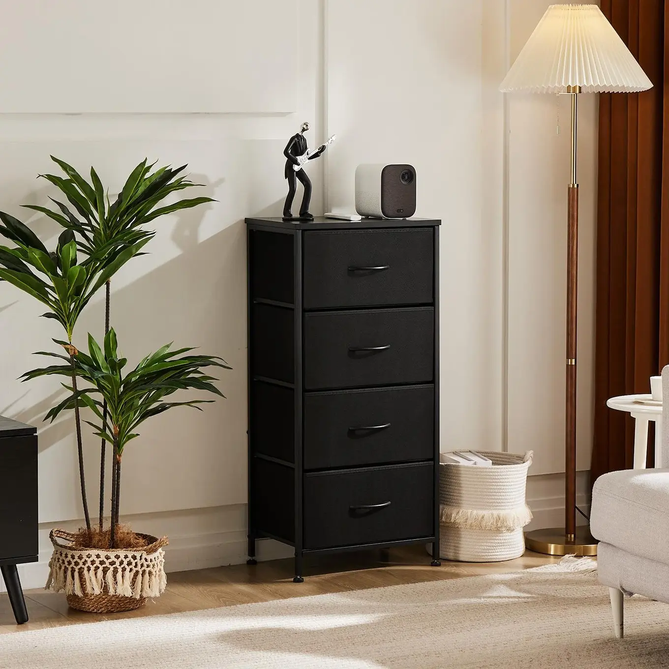 【Summer Sale】Sweet Furniture S 4-Drawer Skinny Fabric Dresser - Indoor Furniture Cupboard with Modern Vertical Drawers and Storage, Bedroom Decor Accent Sideboard for Home Apartments,dorm essentials,home decor
