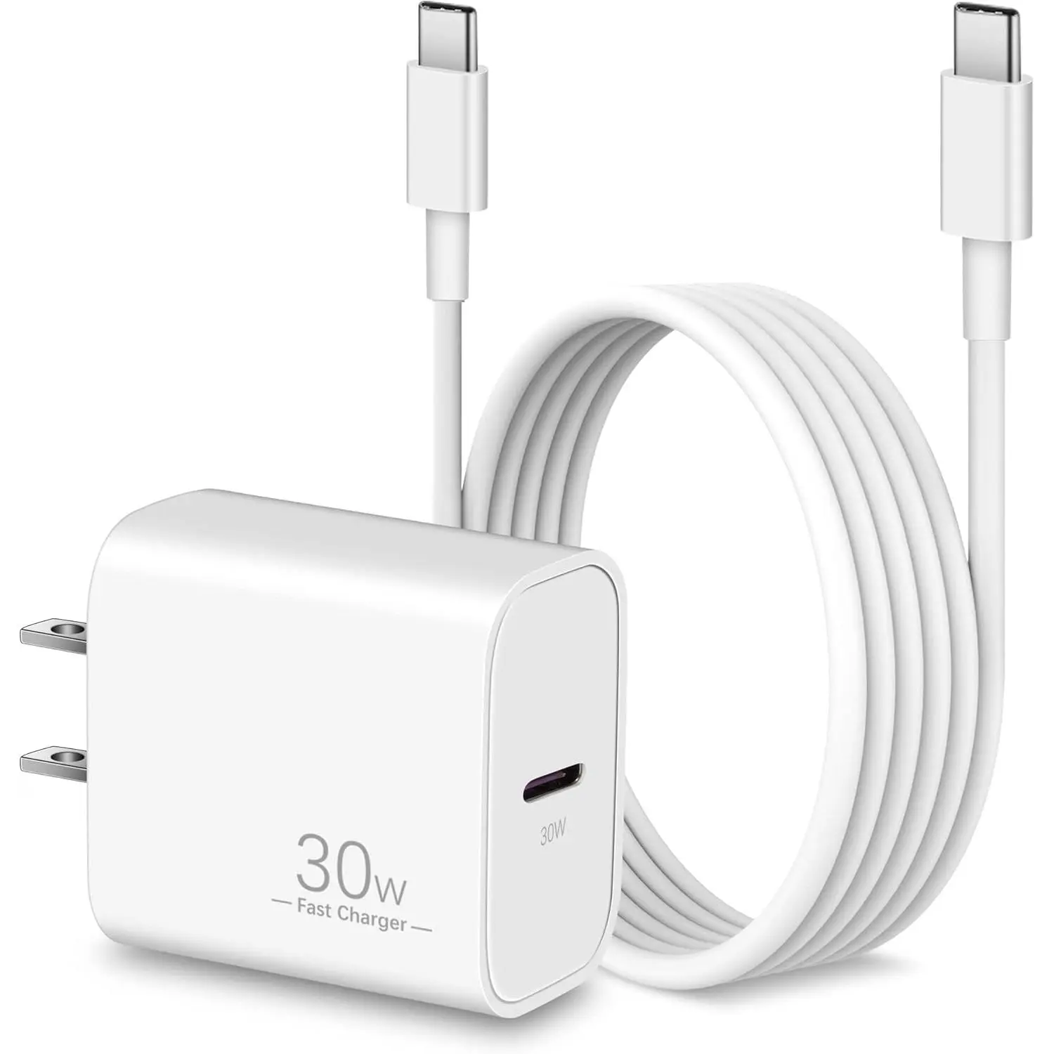 30W USB-C Fast Wall Charger with 6FT USB-C Power Cord, Compatible with MacBook Air 13/12in M1/M2 (2022/2020/2019/2018), 15/16/17 Pro Max, iPad Pro 12.9/11in, Air, iPad Mini 6, 2-Year Worry-Free (Christmas/Father's Day Gift Option), Fast Charger Iphone
