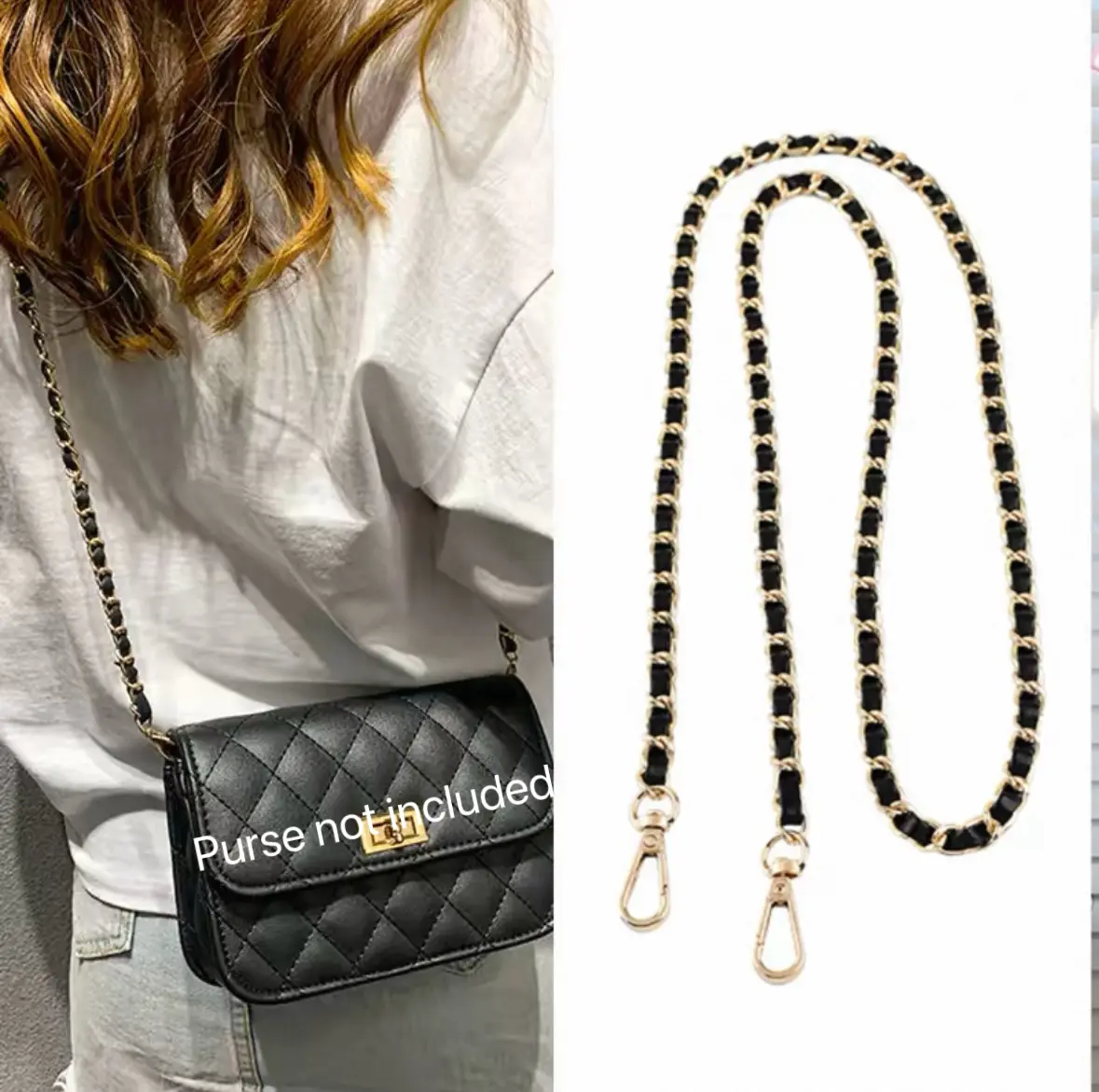 GOLD&BLACK Shoulder Chain 120cm/47.2" for pochette accessoires clutch Phone case