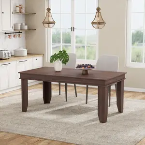 Farmhouse Dining Table for 4-6 People, 63 in Long Kitchen Tables with Wooden Sturdy Frame, 5 ft Large Rectangular Dinner Table for Dining Room, Kitchen,Brown Non-extendable
