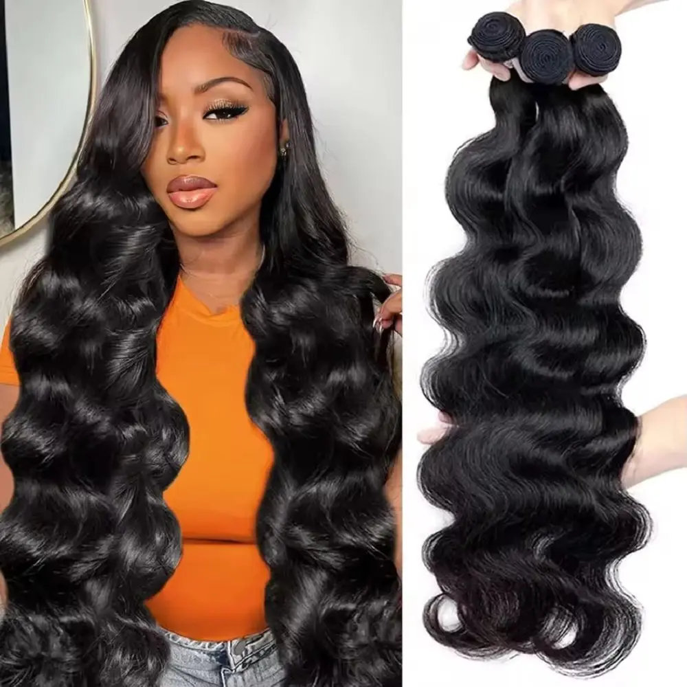 Tuneful 12A Human Hair Bundles 3 Pack 24 26 28 Inch Body Wave Bundles of Human Hair 100% Unprocessed Brazilian Virgin Hair for Quick Weave Straight Hair Extensions Sew in