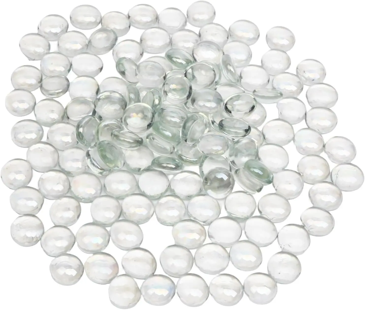 2 lb Clear Glass Beads for Vases, Glass Pebbles, Clear Flat Glass Marbles for Vase Filler Flower Candle Crafts and Wedding Decoration