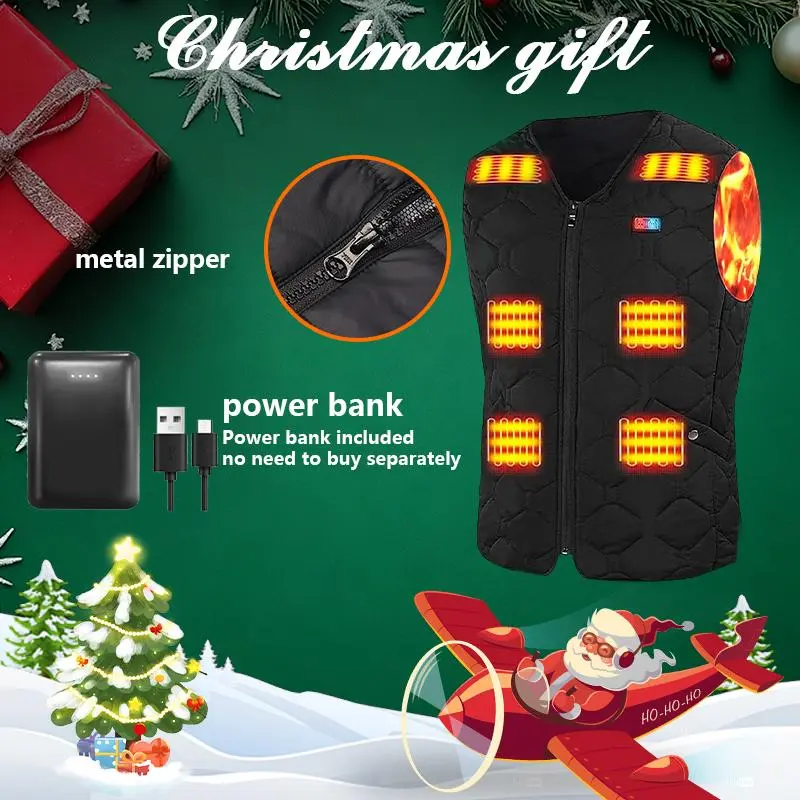 Rrtizan Heated Vest for Men Women 0086 - Black, 15 Heating Sheets, 10000mAh Battery Pack, Waterproof & Windproof, Perfect for Hunting Skiing Winter Outdoor Heating Vest