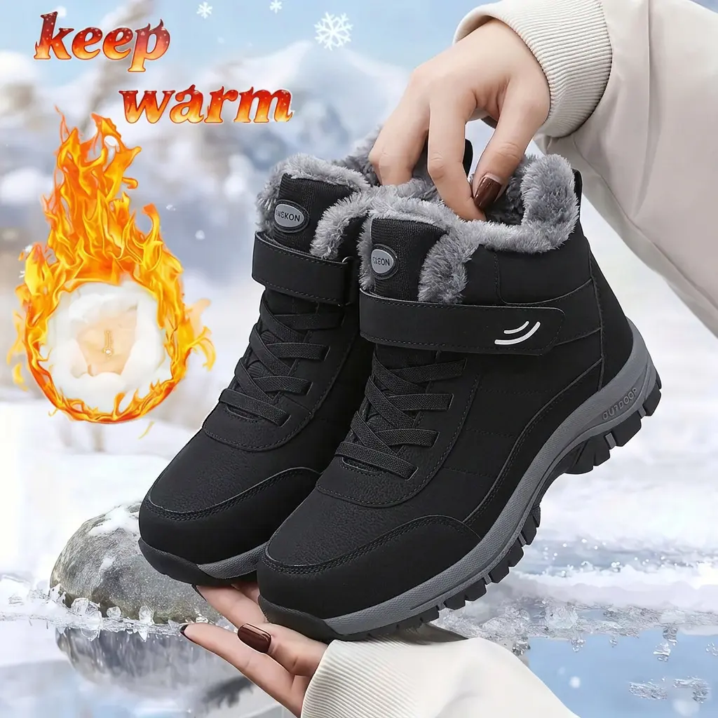 Women's Waterproof Winter Snow Boots, Warm Fur-Lined Platform Boots with Anti-Slip Sole for Walking and Everyday Wear