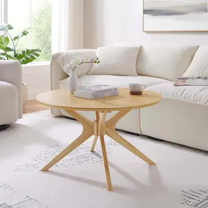 Modway Crossroads Round Wood Coffee Table in Oak