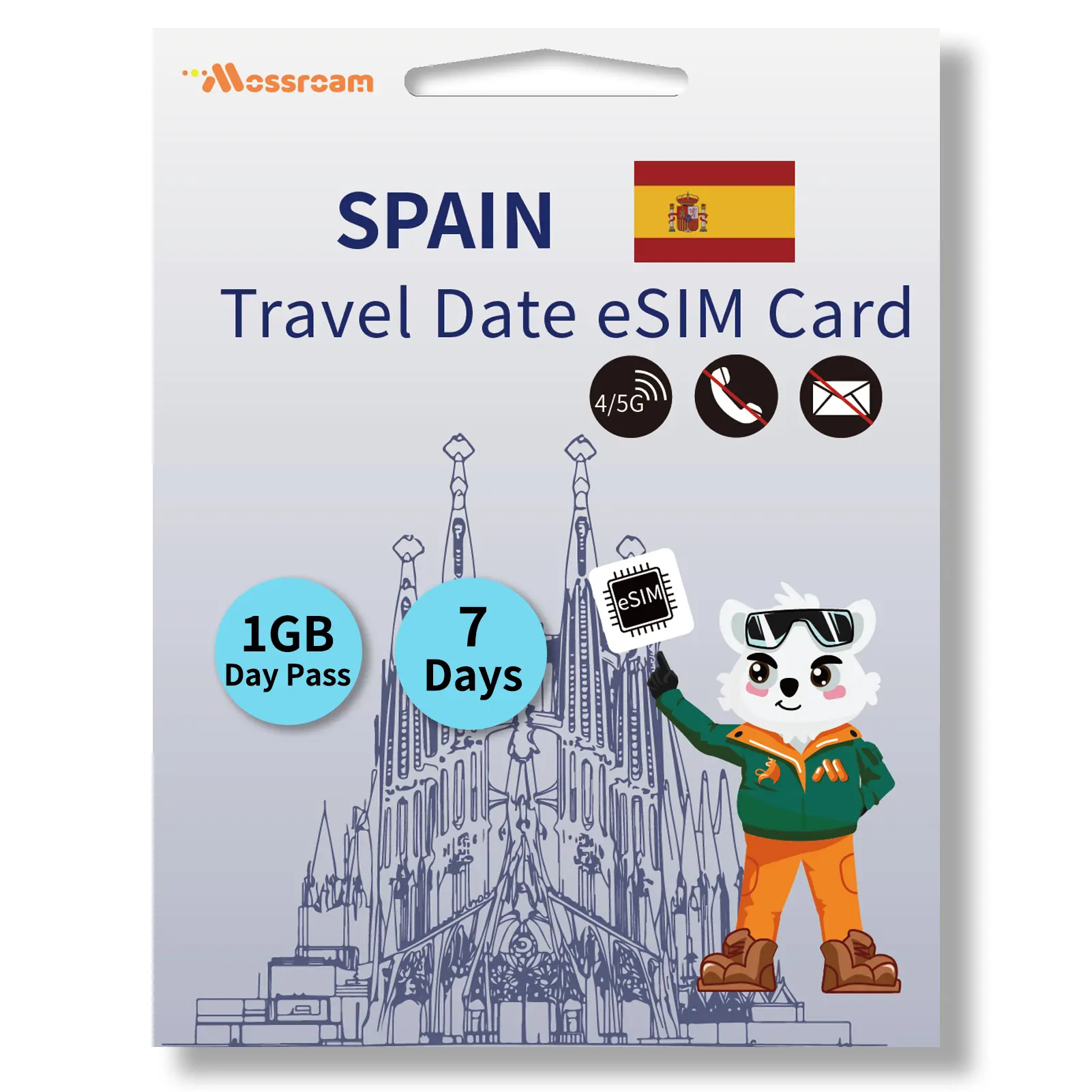 Spain Prepaid Data eSIM Card 1-2 GB 4/5G Daily&Fixed LTE High-Speed Data for 7-30 Days with Hotspot