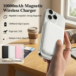10000/5000mAh Magnetic Power Wireless Fast ChargingAdapter Compatible with iPhone 12-17 Pro/ProMaxCompact Portable Battery Pack pink/black/white