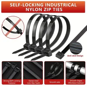 400-Piece Multi-Size Weatherproof Nylon Self-Locking Cable Tie Set with Mounting Brackets, Universal Industrial Wire Management Kit for Home, Garage, Father’s Day Gift