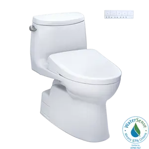 TOTO WASHLET+ Carlyle II One-Piece Elongated 1.28 GPF Toilet and WASHLET+ S7 Contemporary Bidet Seat, Cotton White - MW6144726CEFG#01, MW6144726CEFGA#01