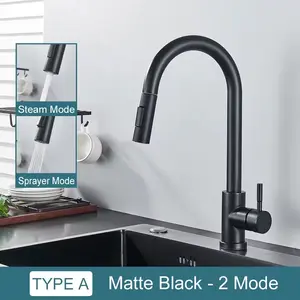 Pull Out Kitchen Faucet, Two Function Single Handle Kitchen Mixer, Hot and Cold Water Taps Deck Mounted Kitchen Tap, Faucet Sprayer Attachment