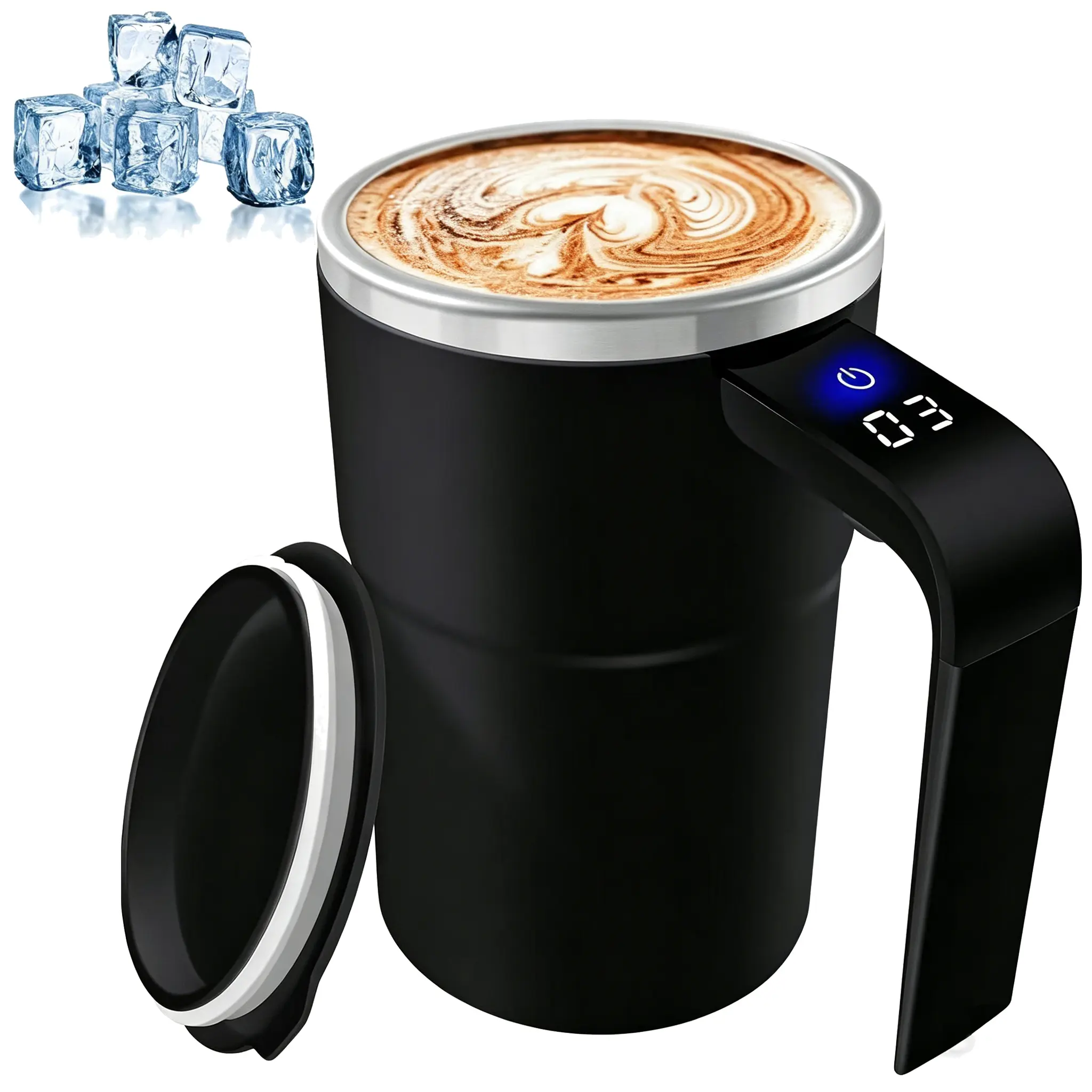 2026 Upgraded 13oz Rechargeable Stainless Steel Double Insulated Self-Stirring Drink Mug, Reusable Constant Temperature Smart Mixing Cup for Coffee, Milk Tea, Constant Temperature Mugs, Double Insulated Mugs